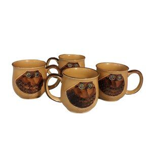 Vintage Owl Mugs Set Of 4 1970s Hard To Find